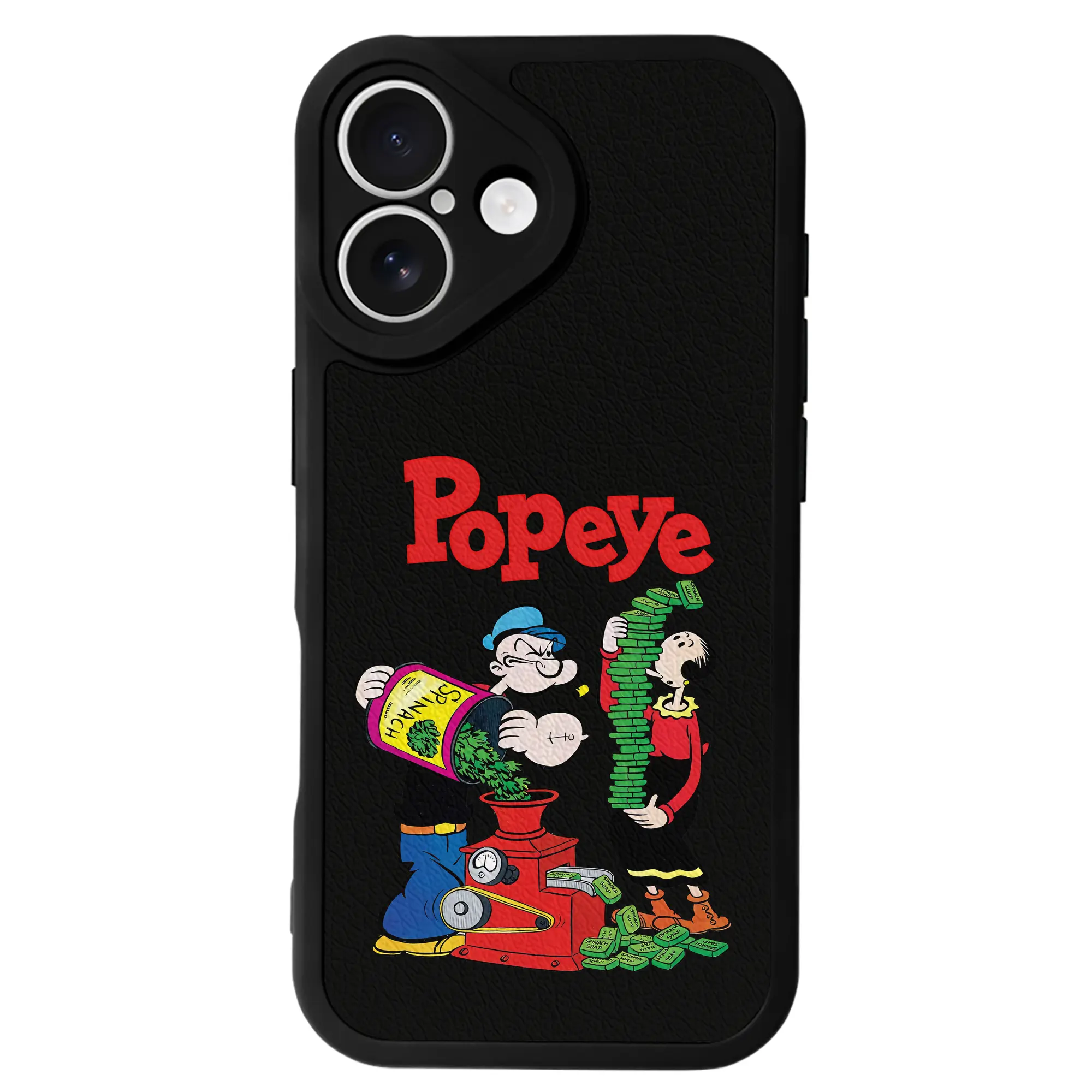 ポパイ グッズ オリーブ・オイル - IPhone 16シリーズ対応 ・ シリコンスマホケース ・ レザー調 ・ 高精度フィット ・ 耐衝撃 ・ ワイヤレス充電対応 ・ 精密カット